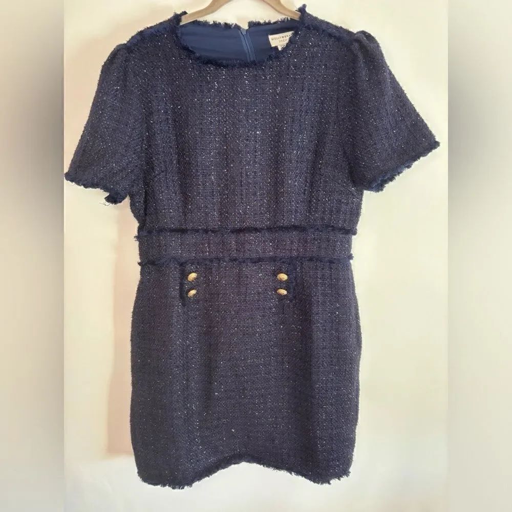 Molly Bracken GUC blue/black metallic short sleeve dress Size XL